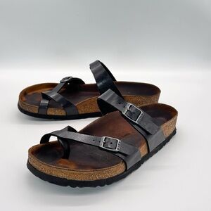 Birkenstock Gizeh Anthracite Gunmetal Leather Sandals